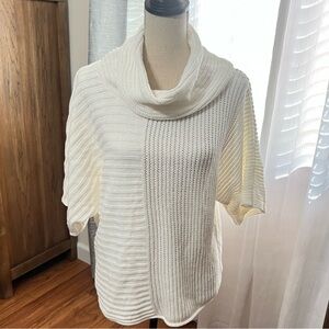 Style & Co. White Short Sleeve Cowl Neck Sweater Large